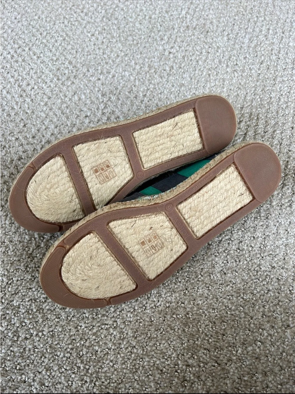 J. Crew Teal and Blue Striped Canvas Espadrilles